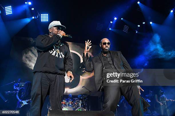 Big Boi and Sleepy Brown perform onstage at 2016 ONE Musicfest at Lakewood Amphitheatre on September 10, 2016 in Atlanta, Georgia.