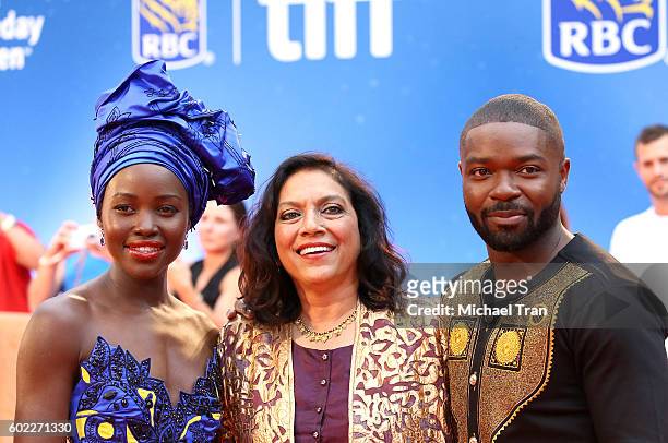 Lupita Nyong'o, Mira Nair and David Oyelowo arrive at the 2016 Toronto International Film Festival - "Queen Of Katwe" premiere held at Roy Thomson...