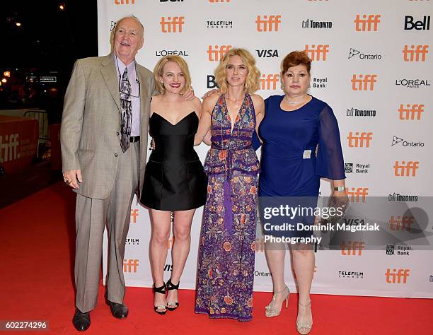 Boxer Chuck Wepner, actresses Elisabeth Moss, Naomi Watts and Linda Wepner attend 'The Bleeder' premiere during the 2016 Toronto International Film...