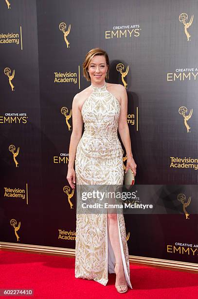 Actress Molly Parker arrives at the Creative Arts Emmy Awards at Microsoft Theater on September 10, 2016 in Los Angeles, California.