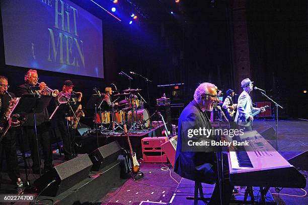 Jimmy Ryan, Larry Gates, Steve Murphy, Lee Shapiro and Russ Velazquez of The HitMen peform at Count Basie Theater on September 10, 2016 in Red Bank,...