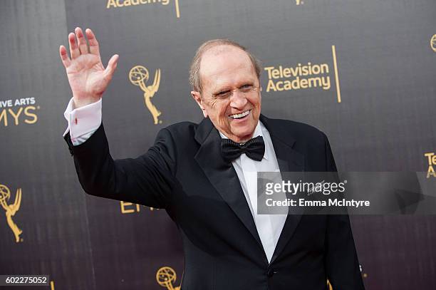 Bob Newhart arrives at the Creative Arts Emmy Awards at Microsoft Theater on September 10, 2016 in Los Angeles, California.