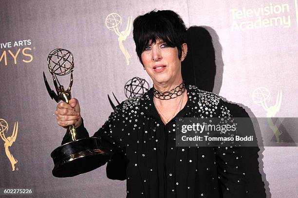 Diane Warren poses in the press room at the 2016 Creative Arts Emmy Awards held at Microsoft Theater on September 10, 2016 in Los Angeles, California.