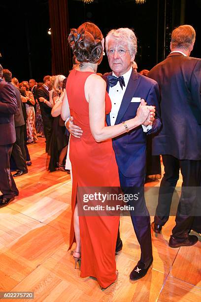 German sports moderator Marcel Reif and his wife Marion Kiechle dance during the Leipzig Opera Ball 2016 on September 10, 2016 in Leipzig, Germany.