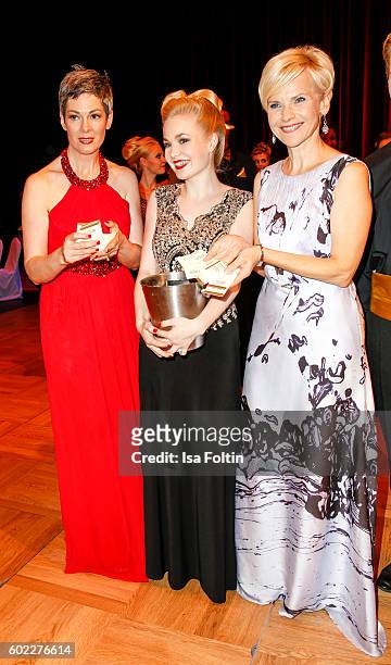 German actress Cheryl Shepard and german actress Andrea Kathrin Loewig with a lot fess during the Leipzig Opera Ball 2016 on September 10, 2016 in...