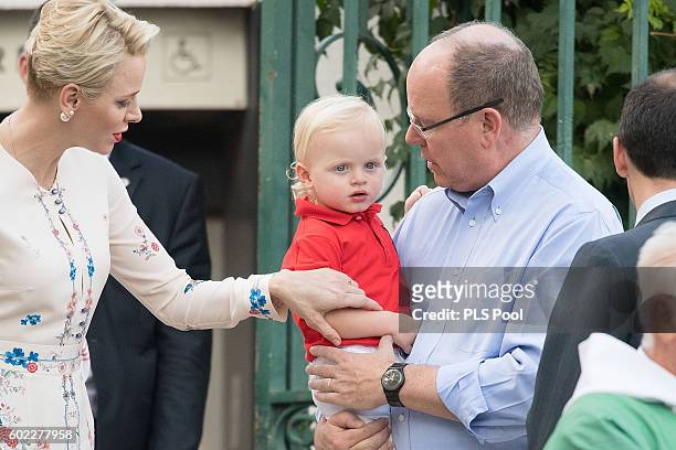 Prince Albert II of Monaco, Prince Jacques, Princess Charlene of Monaco attend the annual traditional 'Pique Nique Monegasque' on September 10, 2016...