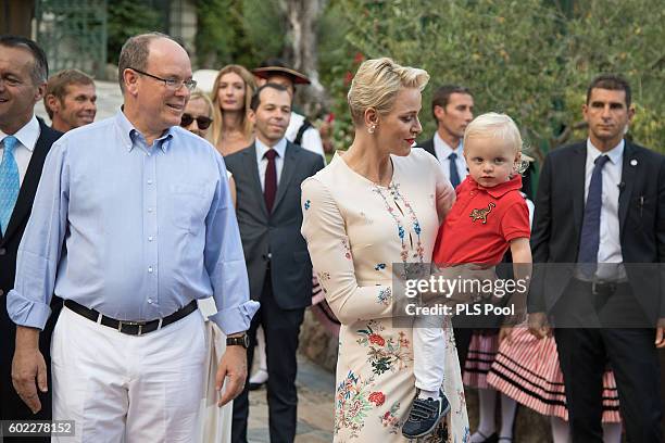 Prince Albert II of Monaco, Prince Jacques, Princess Charlene of Monaco attend the annual traditional 'Pique Nique Monegasque' on September 10, 2016...