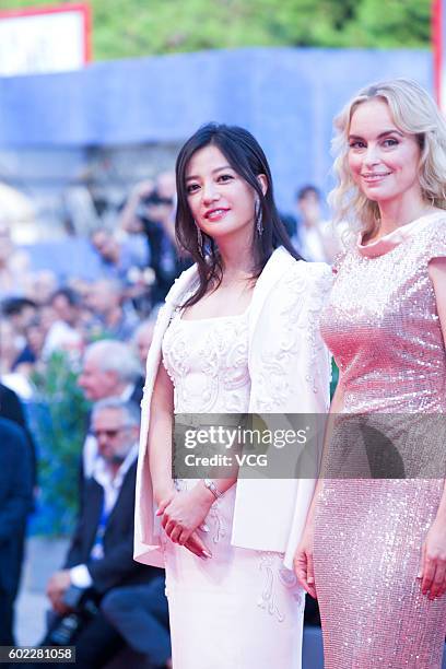 Jury members Zhao Wei and Nina Hoss attend the closing ceremony of the 73rd Venice Film Festival at Sala Grande on September 10, 2016 in Venice,...