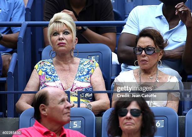 Ivana Trump and Nikki Haskell attend the women's final at Arthur Ashe Stadium on day 13 of the 2016 US Open at USTA Billie Jean King National Tennis...