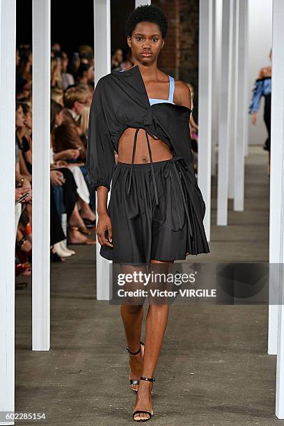 Model walks at Milly Ready to Wear Spring Summer 2017 fashion show during New York Fashion Week on September 9, 2016 in New York City.