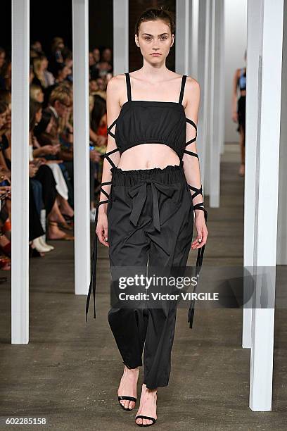 Model walks at Milly Ready to Wear Spring Summer 2017 fashion show during New York Fashion Week on September 9, 2016 in New York City.