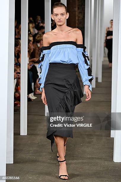 Model walks at Milly Ready to Wear Spring Summer 2017 fashion show during New York Fashion Week on September 9, 2016 in New York City.