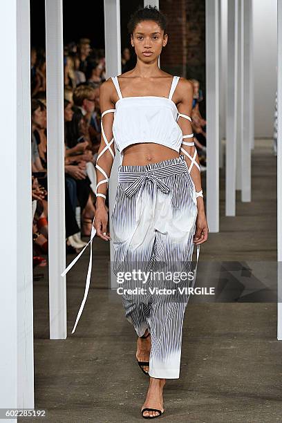 Model walks at Milly Ready to Wear Spring Summer 2017 fashion show during New York Fashion Week on September 9, 2016 in New York City.