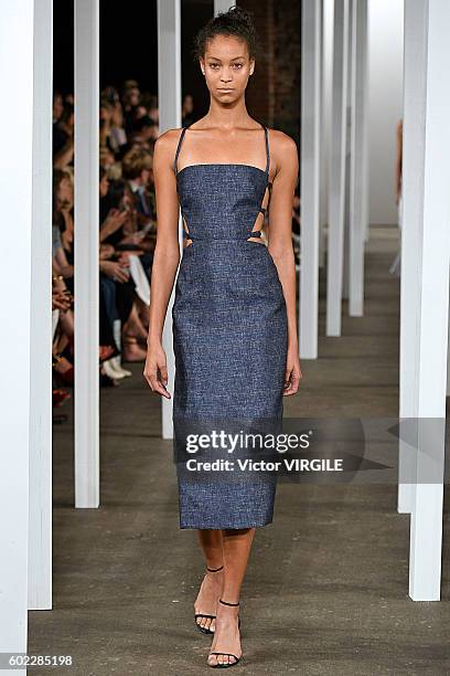 Model walks at Milly Ready to Wear Spring Summer 2017 fashion show during New York Fashion Week on September 9, 2016 in New York City.