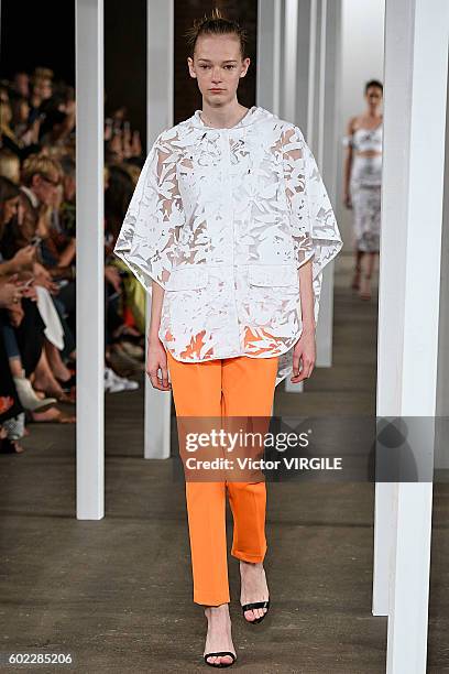 Model walks at Milly Ready to Wear Spring Summer 2017 fashion show during New York Fashion Week on September 9, 2016 in New York City.