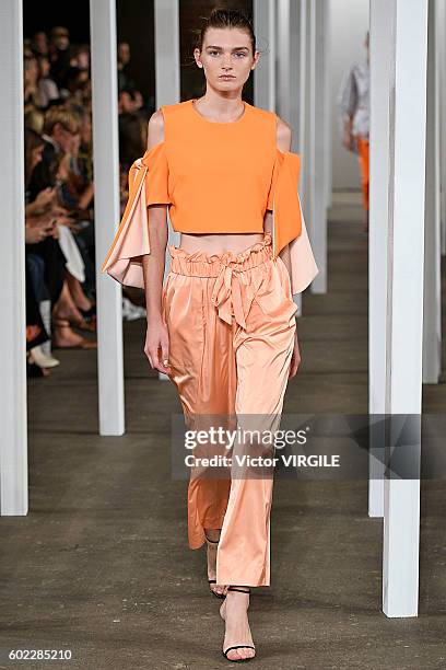 Model walks at Milly Ready to Wear Spring Summer 2017 fashion show during New York Fashion Week on September 9, 2016 in New York City.