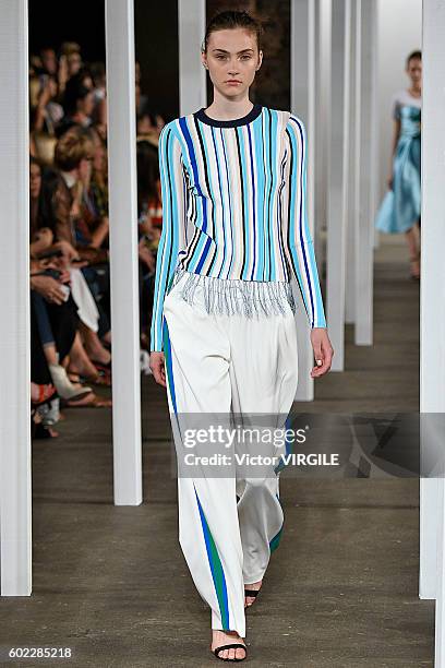 Model walks at Milly Ready to Wear Spring Summer 2017 fashion show during New York Fashion Week on September 9, 2016 in New York City.