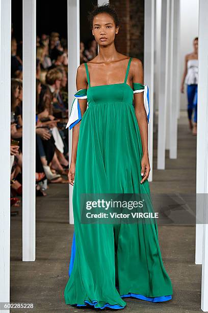 Model walks at Milly Ready to Wear Spring Summer 2017 fashion show during New York Fashion Week on September 9, 2016 in New York City.