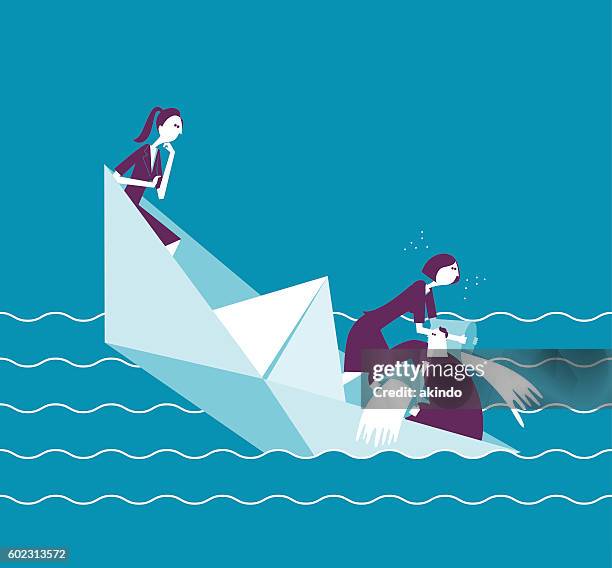 businesspeople on a sinking boat - sunken stock illustrations