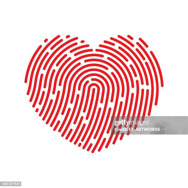 ilustrações de stock, clip art, desenhos animados e ícones de vector thumbprint heart icon - impressão digital