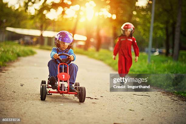 go-kart race is about to begin - soapbox cart stock pictures, royalty-free photos & images