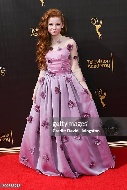 Actress Francesca Capaldi attends the 2016 Creative Arts Emmy Awards Day 1 at the Microsoft Theater on September 10, 2016 in Los Angeles, California.