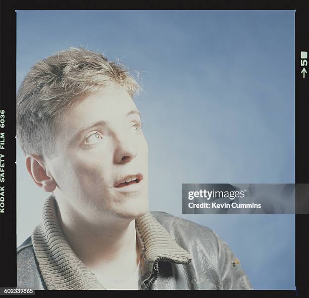 Singer and guitarist Bernard Sumner of English rock group New Order, circa 1985.