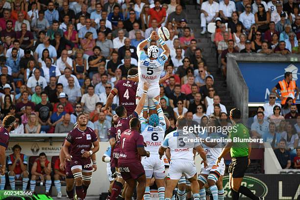 Pierre Gayraud of Bayonne during the Top 14 match between Union Bordeaux Begles and Aviron Bayonnais Bayonne on September 10, 2016 in Bordeaux,...