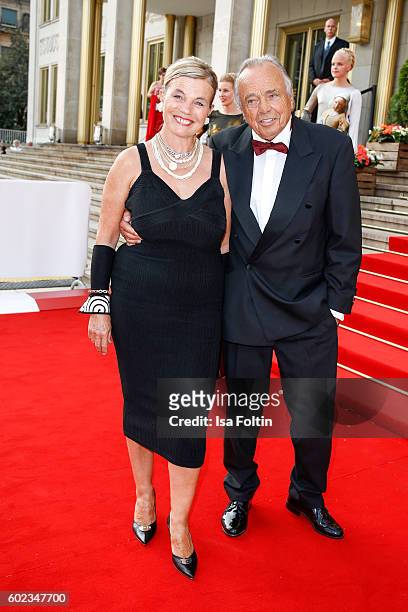 German actor Dieter Bellmann and his wife Astrid Hoeschel-Bellmann attend the Leipzig Opera Ball 2016 on September 10, 2016 in Leipzig, Germany.