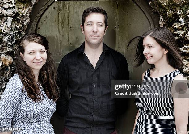 Emily Portman, Lauren McCormick and Jim Causley of vocal harmony group Devil's Interval at Sidmouth Folk Week in Sidmouth, Devon, UK, 3rd August 2015.