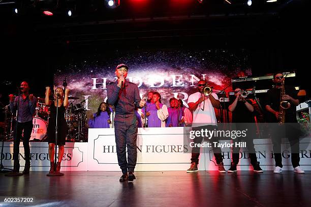 Pharrell Williams performs during the "Hidden Figures" concert at Festival Street during the 2016 Toronto International Film Festival on September...