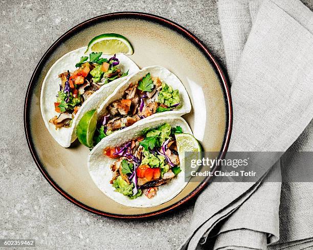 pork tacos - plate stockfoto's en -beelden