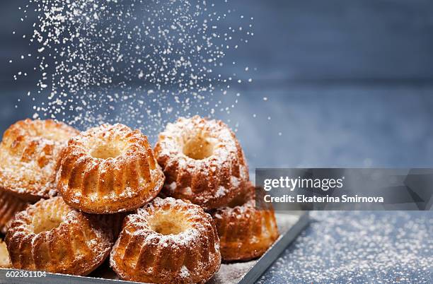 fresh homemade delicious mini bundt cakes - bundt cake stock pictures, royalty-free photos & images