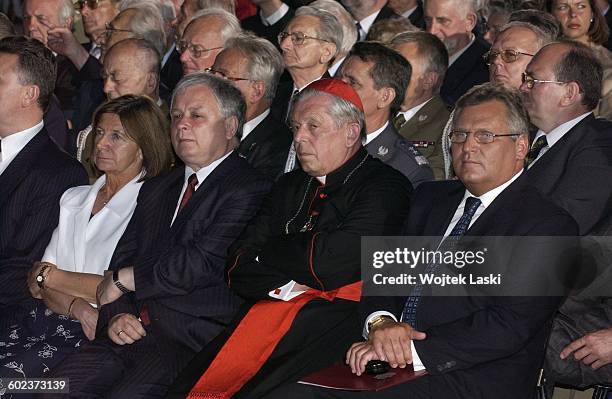 1st AUGUST 2004: A conference marking the 60th anniversary of the Warsaw Uprising. Pictured in the first row: Maria Kaczynska , Mayor of Warsaw Lech...