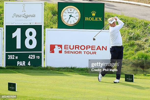 Philip Golding of England in action during the final round of the Paris Legends Championship played on L'Albatros Course at Le Golf National on...