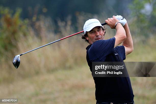 Paul Wesselingh of England in action during the final round of the Paris Legends Championship played on L'Albatros Course at Le Golf National on...