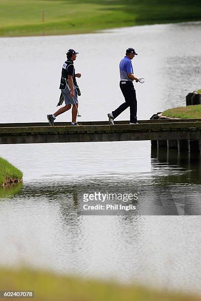 James Kingston of South Africa in action during the final round of the Paris Legends Championship played on L'Albatros Course at Le Golf National on...
