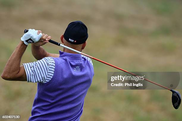 Andre Bossert of Switzerland in action during the final round of the Paris Legends Championship played on L'Albatros Course at Le Golf National on...
