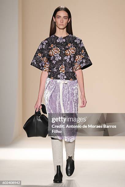 Model walks the runway at Victoria Beckham show during New York Fashion Week on September 11, 2016 in New York City.