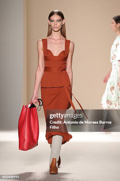 Model walks the runway at Victoria Beckham show during New York Fashion Week on September 11, 2016 in New York City.