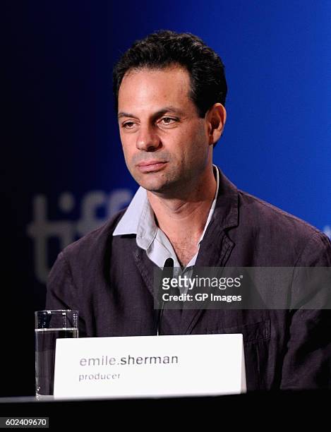 Producer Emile Sherman speaks onstage at the "Lion" Press Conference during 2016 Toronto International Film Festival at TIFF Bell Lightbox on...