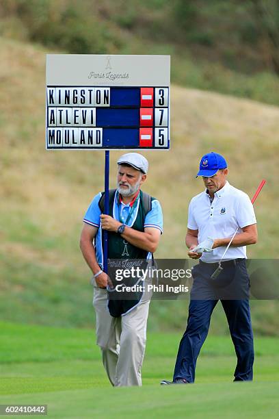 Magnus P Atlevi of Sweden in action during the final round of the Paris Legends Championship played on L'Albatros Course at Le Golf National on...