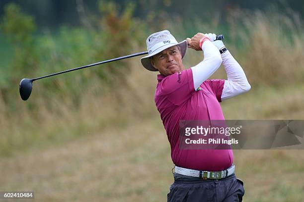 Mark Gary Wolstenholme of England in action during the final round of the Paris Legends Championship played on L'Albatros Course at Le Golf National...