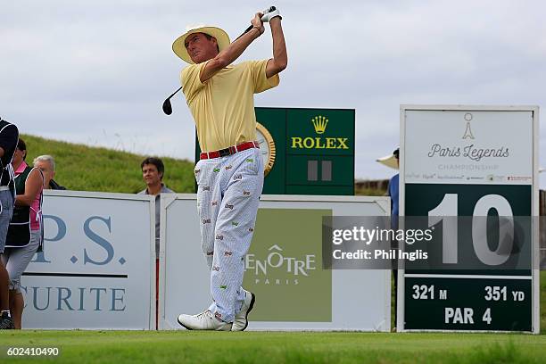 Mark Mouland of Wales in action during the final round of the Paris Legends Championship played on L'Albatros Course at Le Golf National on September...