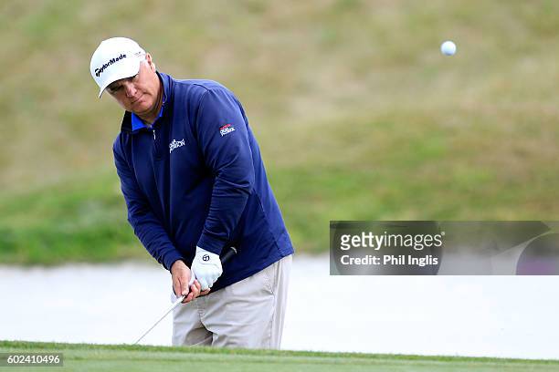 Stephen Dodd of Wales in action during the final round of the Paris Legends Championship played on L'Albatros Course at Le Golf National on September...