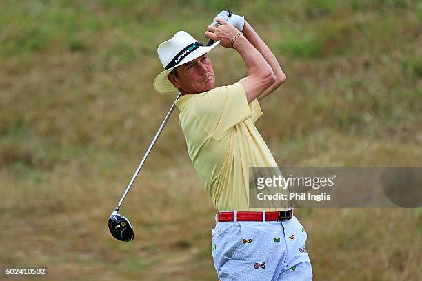 Mark Mouland of Wales in action during the final round of the Paris Legends Championship played on L'Albatros Course at Le Golf National on September...