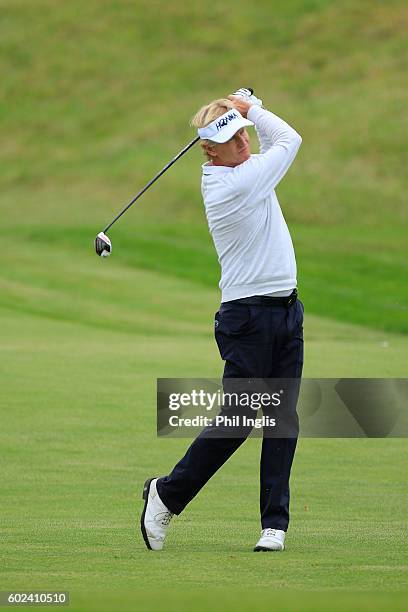 Philip Golding of England in action during the final round of the Paris Legends Championship played on L'Albatros Course at Le Golf National on...