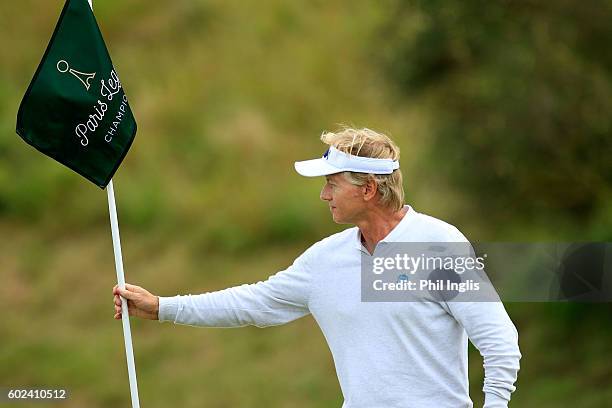 Philip Golding of England in action during the final round of the Paris Legends Championship played on L'Albatros Course at Le Golf National on...