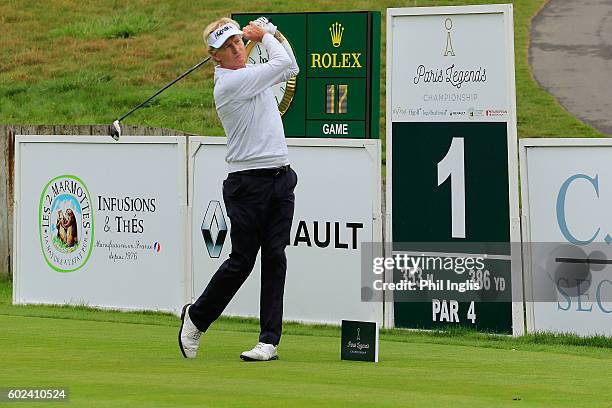 Philip Golding of England in action during the final round of the Paris Legends Championship played on L'Albatros Course at Le Golf National on...