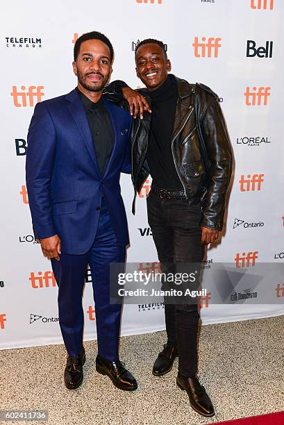 Actor Andre Holland and Actor Ashton Sanders attend the premiere of 'Moonlight' during the 2016 Toronto International Film Festival at Winter Garden...